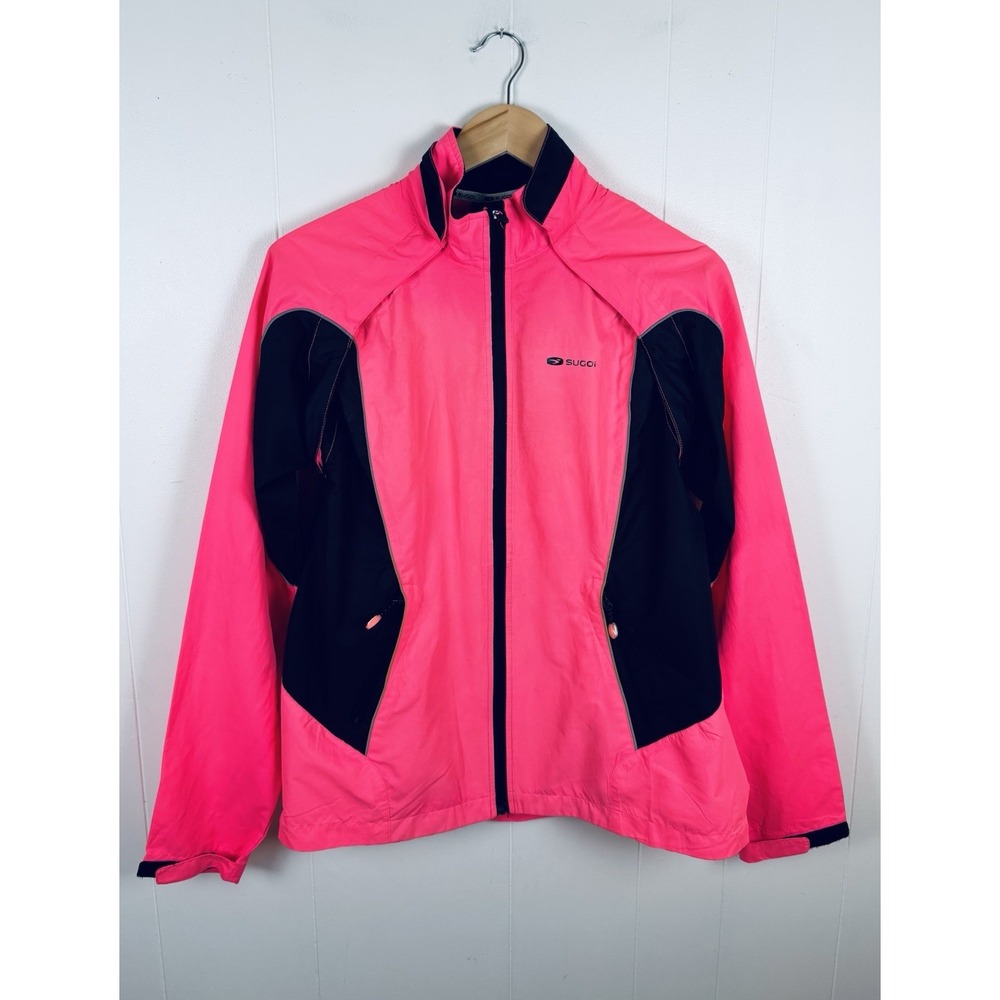 Sugoi Womens Large Pink Versa Convertible‎ Cycling Jacket Magnetic Sleeves